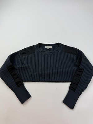 Urban Outfitters Sweater Womens Medium Gray Ribbed Crewneck Cropped Nylon Panel