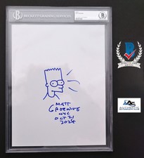MATT GROENING AUTOGRAPH SIGNED BART SIMPSON SIMPSONS SKETCH BECKETT BAS