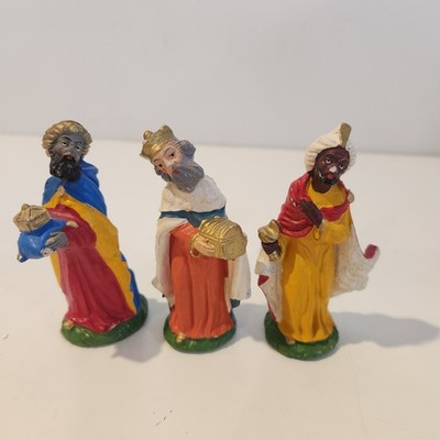 Christmas Nativity 3 Kings Wise Men Italy Fontanini Paper Mache Composite 4''