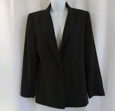 Peck Peck collection blazer women's size 8 black pink striped shoulder pads