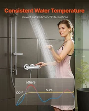 Thermostatic Shower Faucet Valve, 100?°F Secure Lock Thermostatic Shower Val