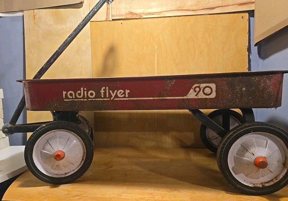 RADIO FLYER 90 ROJO VAGÓN METAL 34" X 15-1/2" X 4" VINTAGE AÑOS 70 LEER DESCRIPCIÓN Foto 2 de 4
