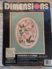 DIMENSIONS  CROSS STITCH KIT "HUMMINGBIRDS & COLUMBINE" #3981 (NO COUNT)