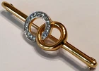Trifari Brooch Gold Jewelry Circle Geometric Bar Diamond Rhinestones Tone VTG