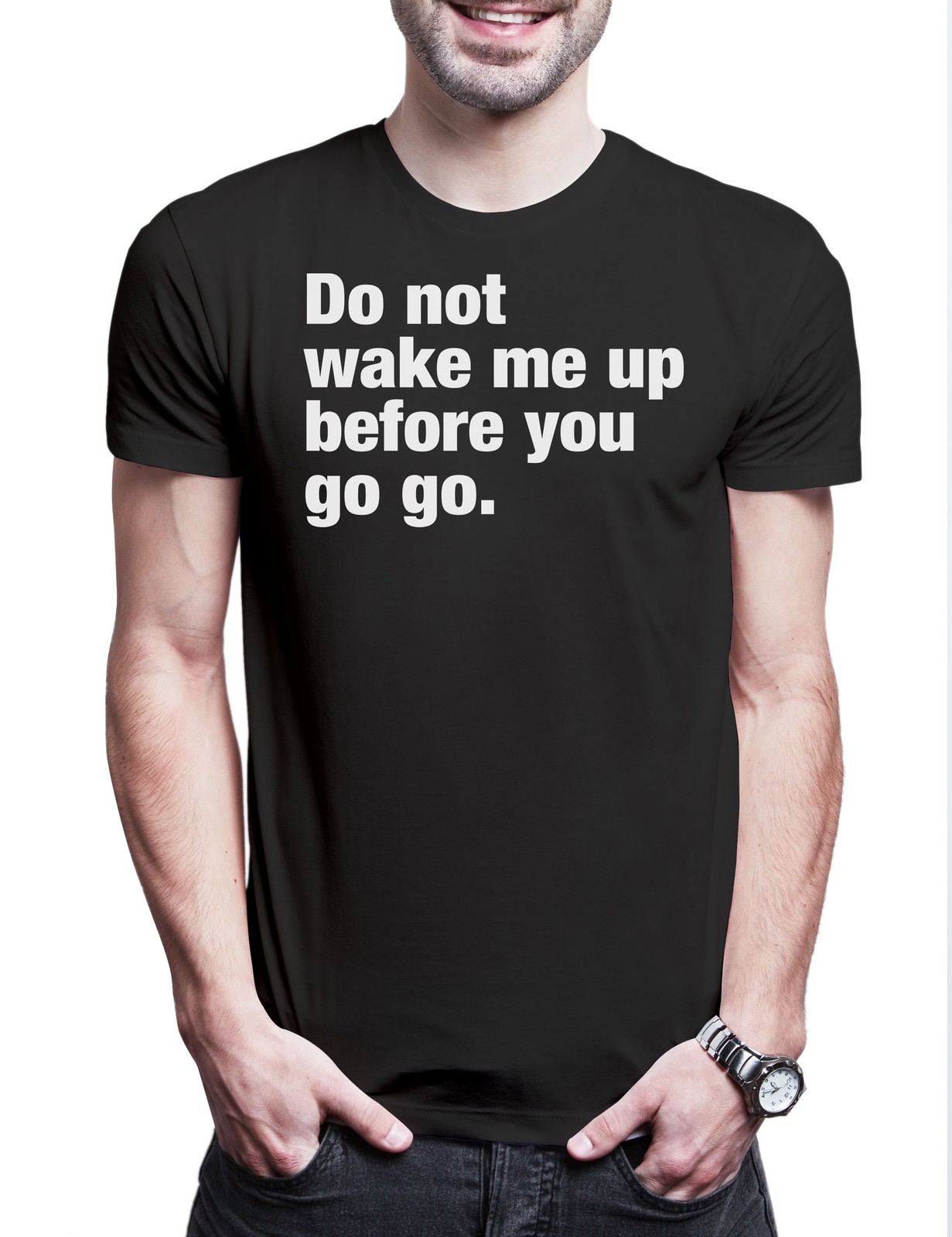 Camiseta de hombre Do Not Wake Me Up Before You Go Go eslogan lema divertido diversión