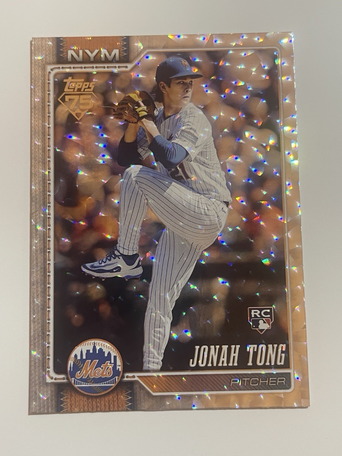 Topps 2026 Series 1 Jonah Tong #4 Silver Crackle Foil Rookie New York Mets