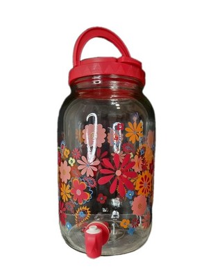 Beautiful Floral Vintage Sun Tea Glass Pitcher, Dispenser, SunTea Maker