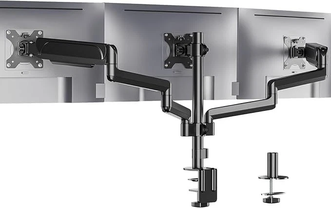 WALI Triple Monitor Arm 17-27" Gas Spring Stand with Tilt Swivel VESA Mount - Image 2 of 4