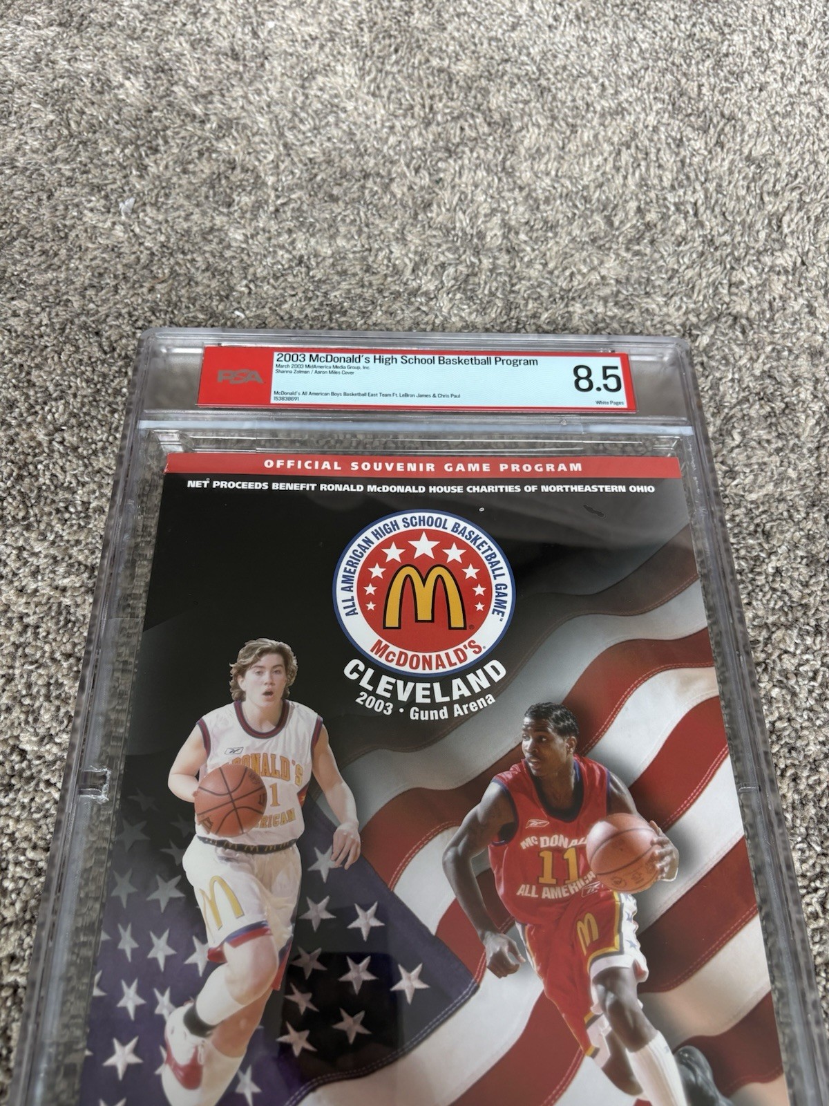 LEBRON JAMES 2003 MCDONALDS ALL AMERICAN HIGH SCHOOL BASKETBALL PROGRAM PSA 8.5 view 4