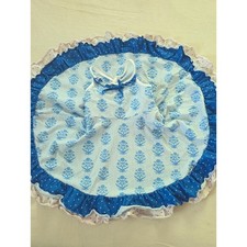 Sweet Honey Blue Ruffled Floral Full Circle Dress Polka Dot 3t Toddler Tunic