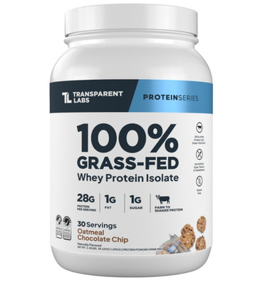 Transparent Labs Grass-Fed Whey Isolate, Oatmeal Chocolate Chip, 30 Servings