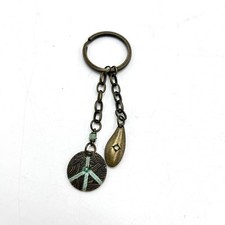 The SAK Replacement Brass Bronze Peace Charm Hang Tag Brown Purse FOB