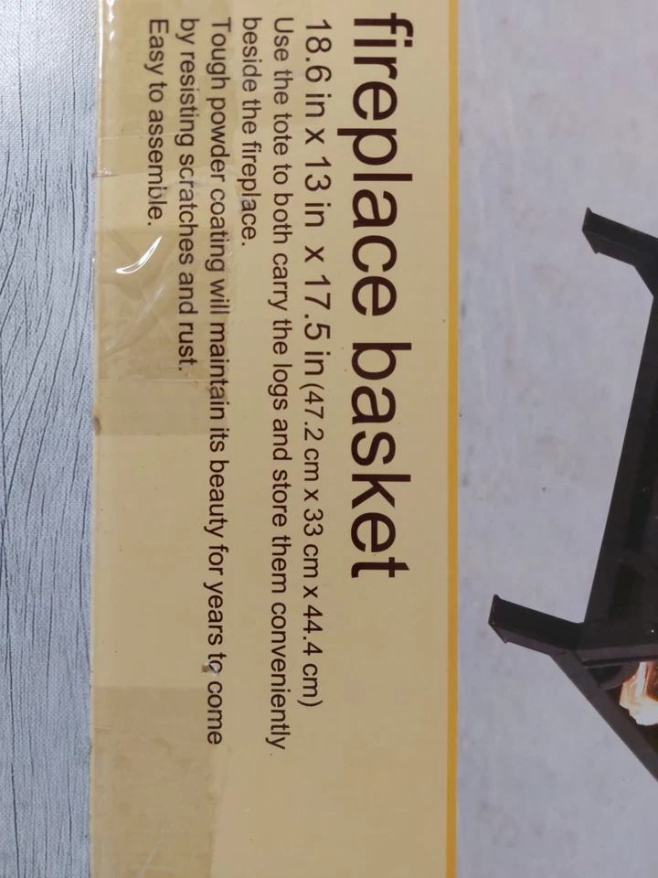 Cesta de chimenea de Essential Home vintage nueva en caja con recubrimiento en polvo Foto 2 de 4