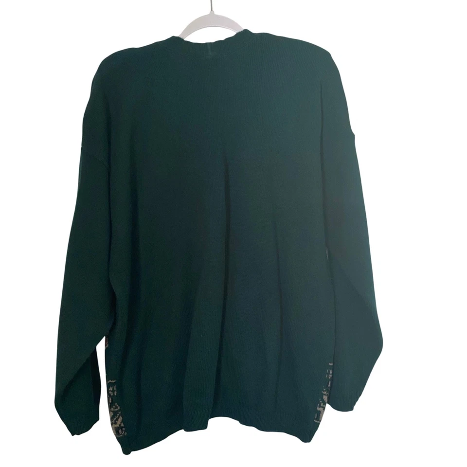 Cárdigan suéter vintage abuela cazador tejido verde para mujer talla grande Foto 2 de 4