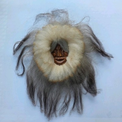 Vintage Alaskan Black Cottonwood Bark Carved Mask Ajagutak-Issuk Iceland Sheep F