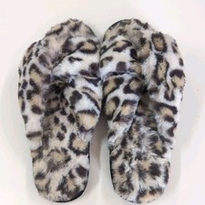 Loft Animal Print Faux Fur Slide Slippers size 9