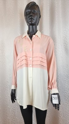 Sandro Paris Damen Langarm Hemd Tunika Gr.M Rosa Viskose Ohne Mängel Art 230300