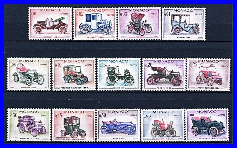 MONACO 1961 ANTIQUE AUTOMOBILES SC#485-98 MNH CARS