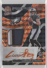 2022 Spectra Aspiring Neon Orange Prizm 15/15 Carson Strong Patch Auto 1b1g