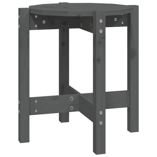 Couchtisch Grau Ø 42,5X45 Cm Massivholz Kiefer-image
