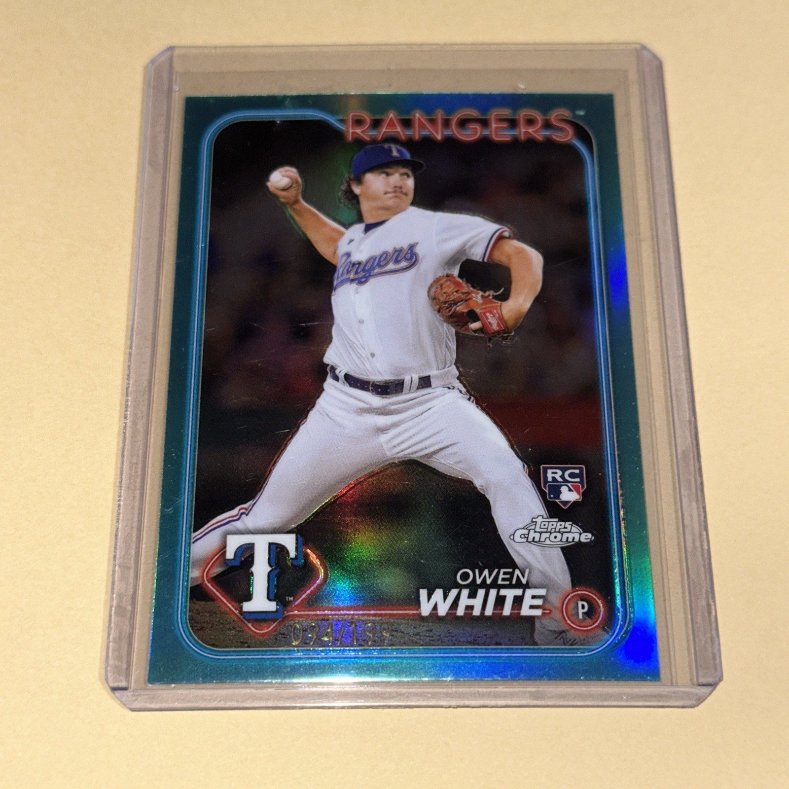 2024 Topps Chrome - Owen White #211 Aqua Refractor /199 (RC)
