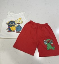 Vintage 90s Nickelodeon Rugrats Set Youth Tank Top And Shorts