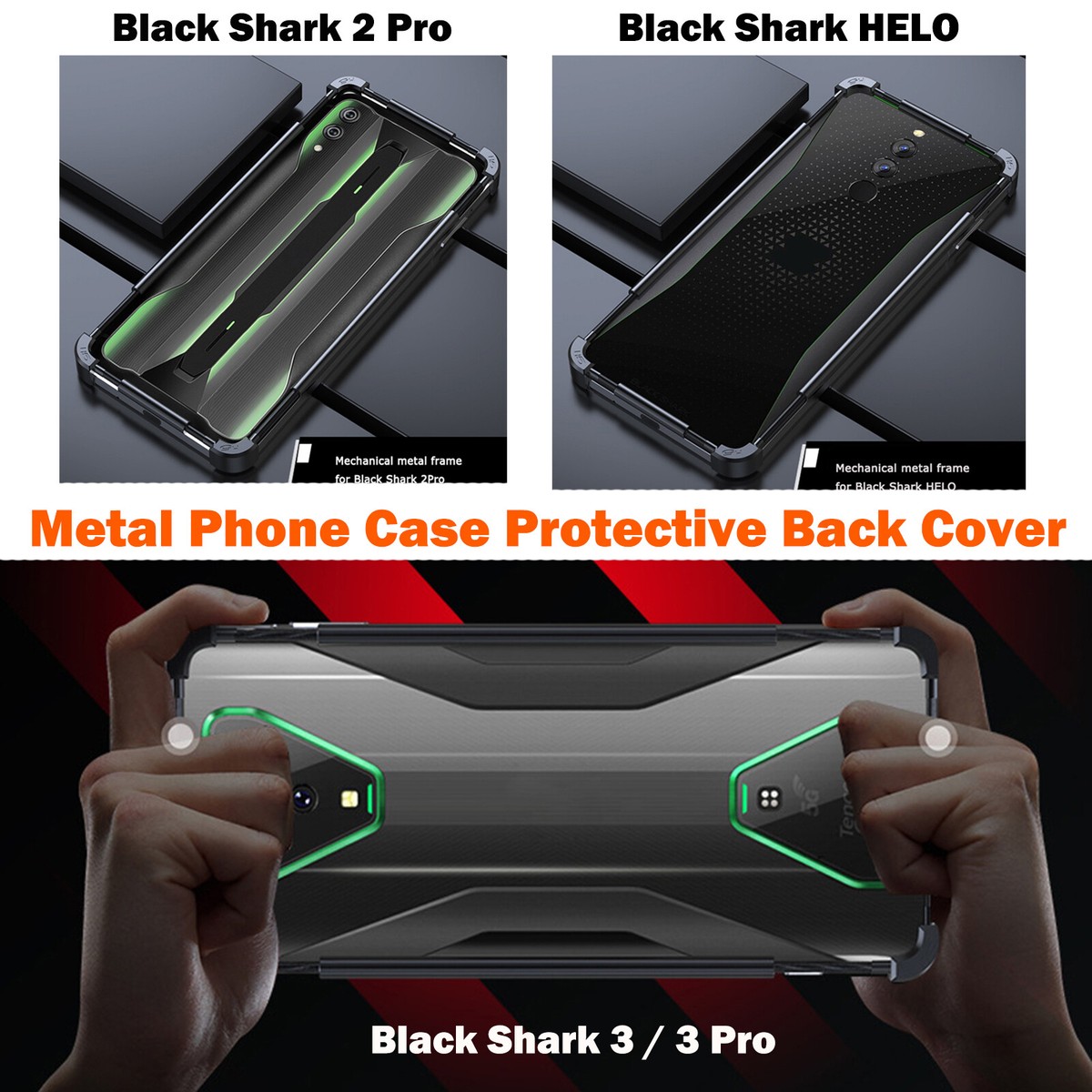 For Black Shark HELO 2/3 Pro Metal Phone Case Protector Back Cover Frame HYA