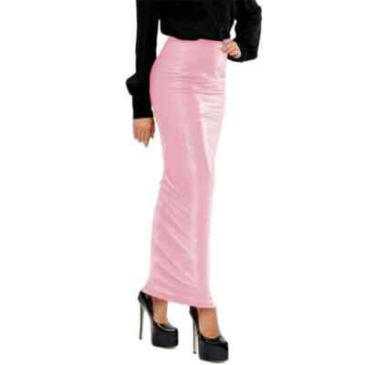 Leather Pink Pencil Skirt 5xl Hobble Skirt High Waist Skinny Long