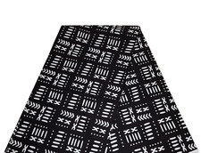 Baumwollstoff Afrikan. Bogolan Print / schwarz-weiß / 1/2 Yard = 0,46 x 1.14m
