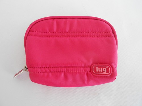 Lug HOT PINK Stash Zip Top Pouch Bag Purse for Coins, Cards, etc - Small Quilted
