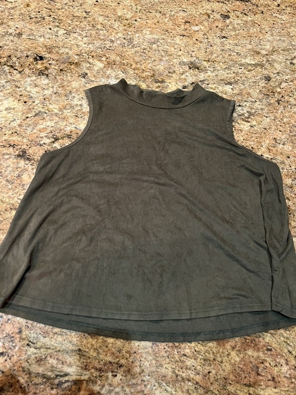 Wild Pearl Green Suede High Neck Top Small