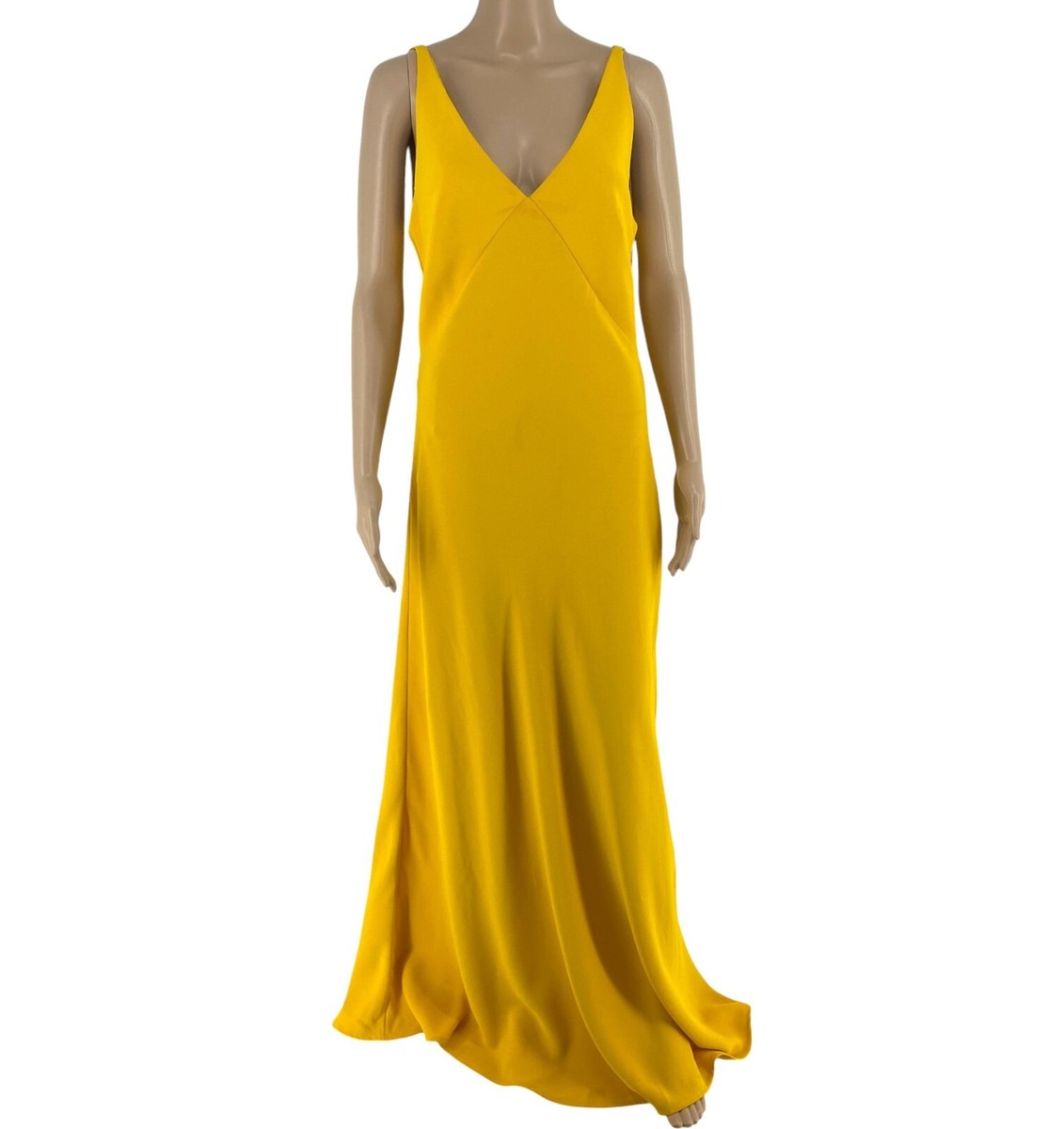 TARA JARMON Women Yellow V Neck Sleeveless Maxi Dress Size EU 40 UK 12 US  10 | eBay