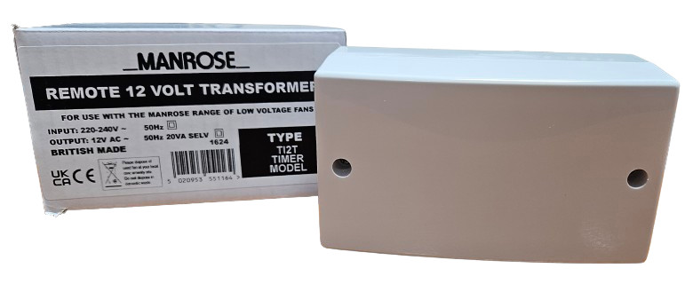 Manrose T12T Timer Transformer - Low Voltage 12V SELV Extractor Fan Control