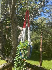 Boho Beaded Plant Hanger. Wooden Beads