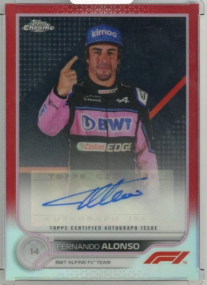 2022 Topps Chrome Formula 1 Fernando Alonso Autograph Card Red 