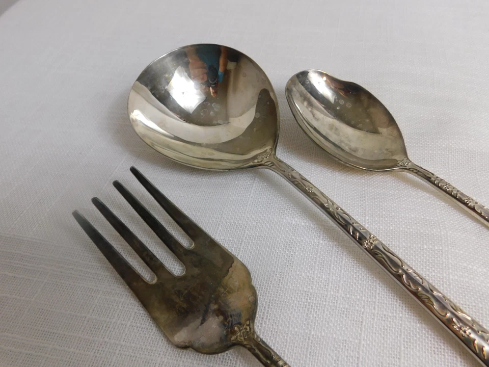 G6 - Wm. Rogers & Sons 魔法玫瑰菜叉和勺子 — 第 3/4 张图片