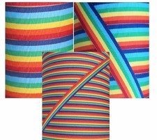 5 yds MULTI STRIPE SCHOOL RAINBOW GROSGRAIN RIBBON PRIDE 3/8" 7/8" 1 1/2" U PICK
