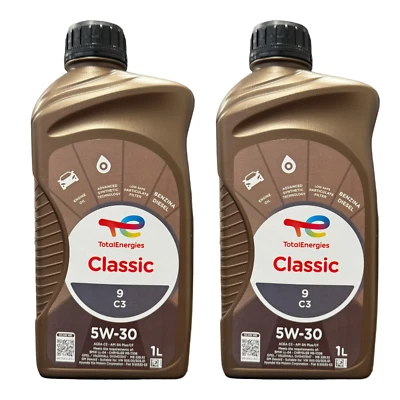 Set 2 Litres Huile de Moteur 5W30 C3 Total Classic 9 pour Fiat BMW Opel Kia - Photo 1/4