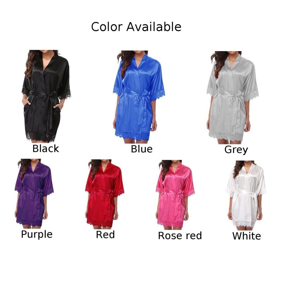 Graceful Women's Silk Lace Bathrobe Sleepwear Nightgown Dress for