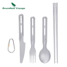 Titanium Knife Spoon Fork Chopsticks Set Outdoor Camping Ultralight Cutlery