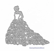 BRIDE IN ROSE GOWN Wedding Metal Cutting Die Card Making Scrapbook Pages