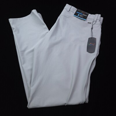NEW! GREG NORMAN MENS GOLF PERFORMANCE PANTS -36 32 GRAY 5 POCKET -POLY STRETCH