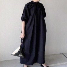 Womens Pocket Loose Design Casual Oversize Maxi Dress Japanese A-line Skirt Lady