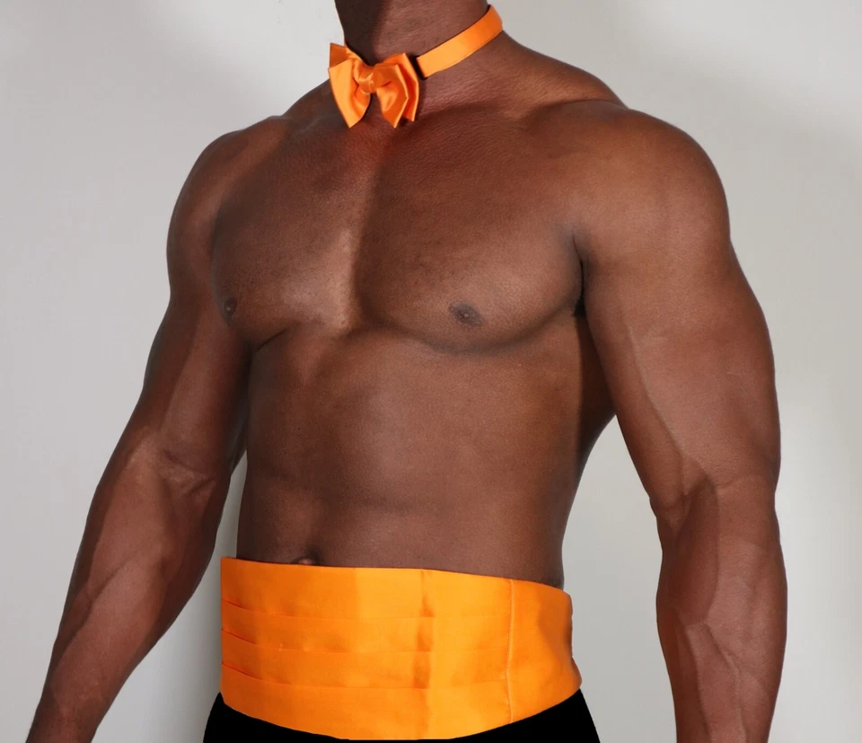 JUEGO DE 2 PAJARITAS Y FAJARITAS NARANJA BRILLANTE PARA HOMBRE Foto 2 de 4