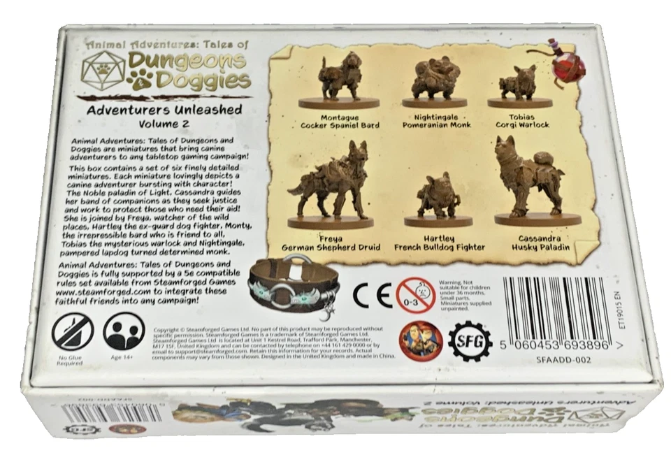 Miniaturas SFG - Animal Adventures: Dungeons & Doggies Vol 2 - D&D Pathfinder - Imagem 2 de 2