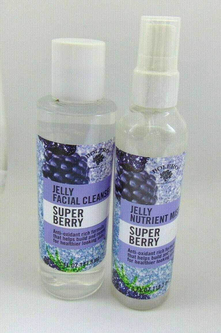 Lot of 2 BOLERO Jelly Nutrient Mist & Jelly Facial Cleanser Super Berry