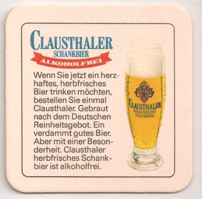 Clausthaler alkoholfrei - alter Bierdeckel ''Schankbier''