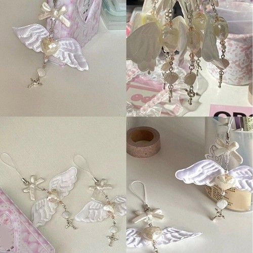 Sweet Heart Wing Bowknot Pendant Phone Straps Bag Charm Key Decoration Chain - Zdjęcie 3 z 8