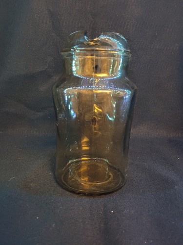 Vintage Water Pitcher Amber Honey Gold Glass With Ice Lip Retro - Picture 4 of 5