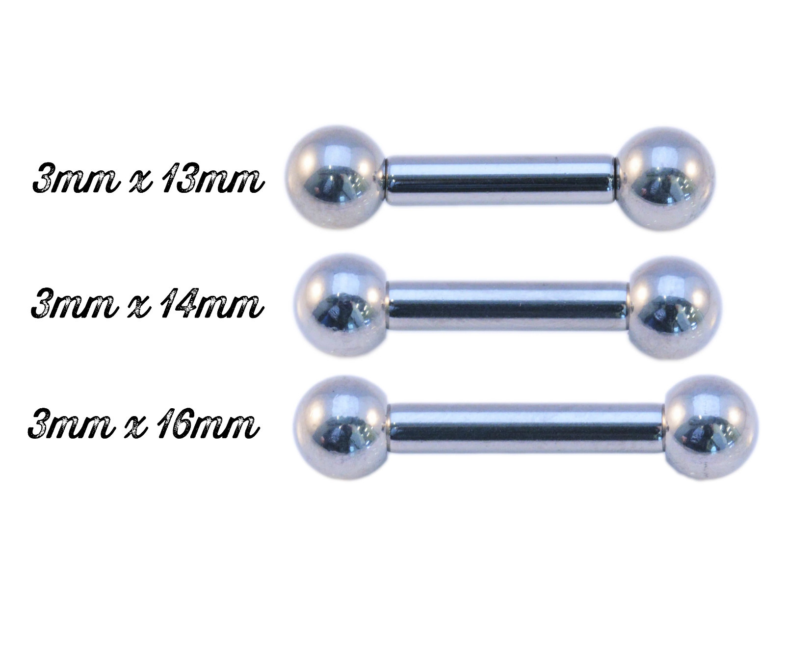 Heavy Gauge Bar Straight Barbell Tongue Ear Nipple Genital Stainless Steel - Picture 9 of 11